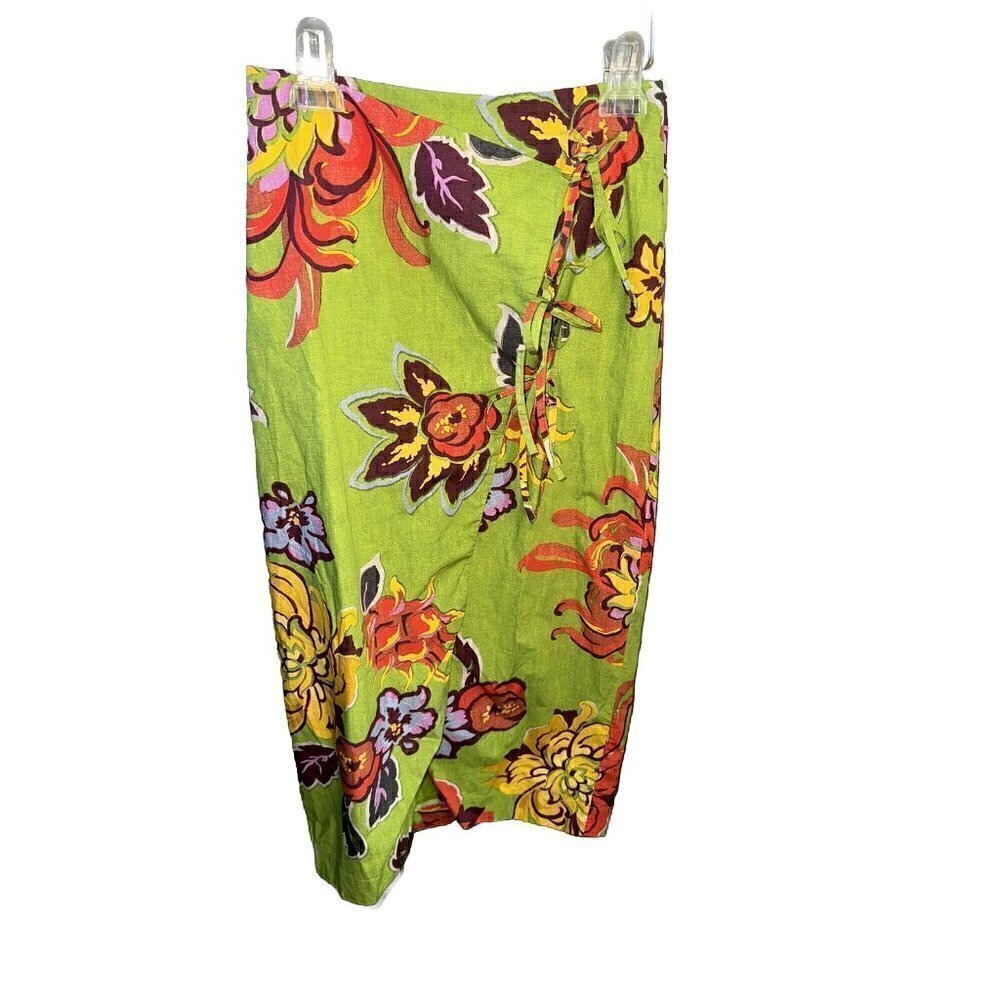 Rhode Julian Pencil Side Tie Floral Skirt Women's Green Motif Size: 2 NWT - Picture 6 of 6